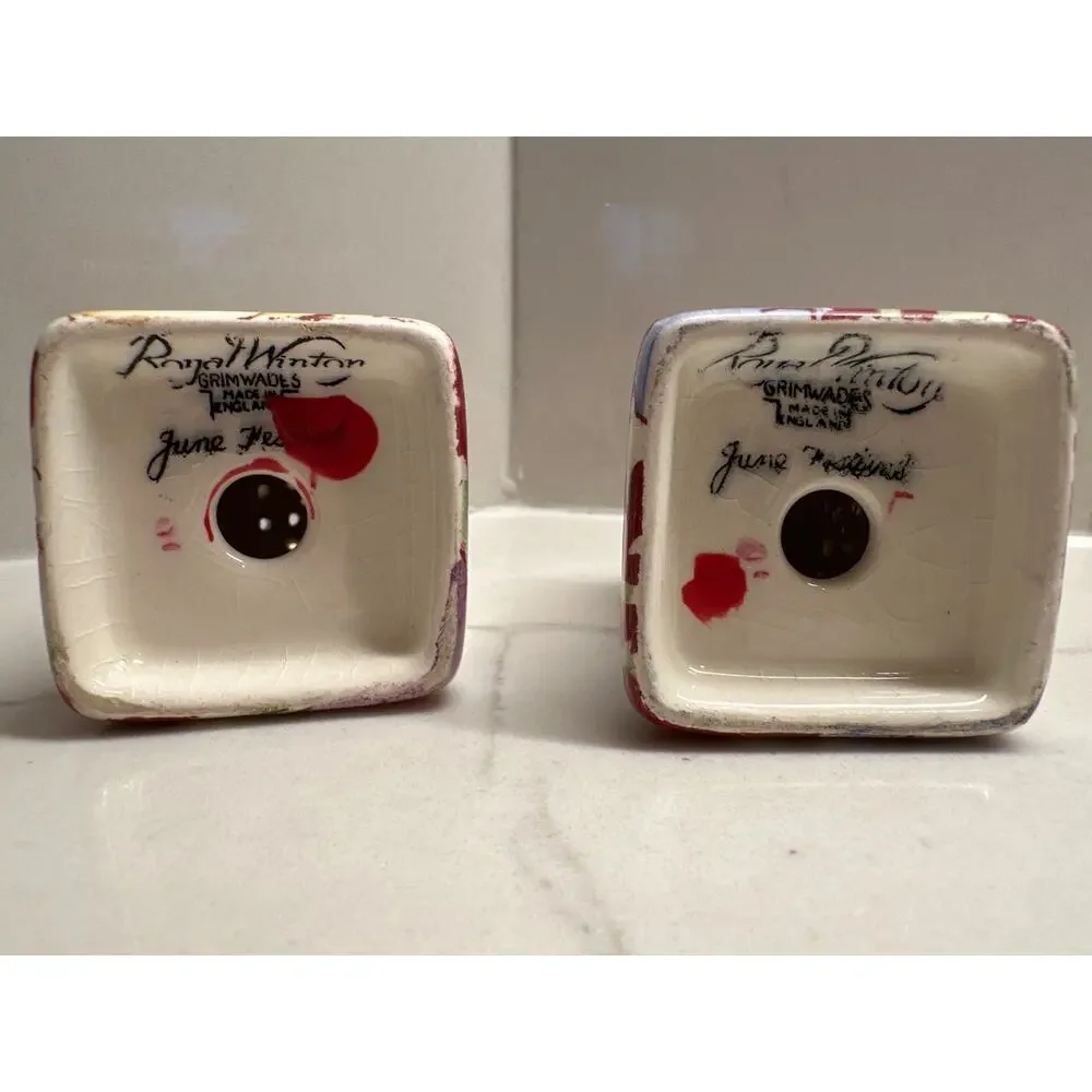 Vintage Royal Winton Grimwades Chintz June Festival Salt & Pepper Shakers Tray